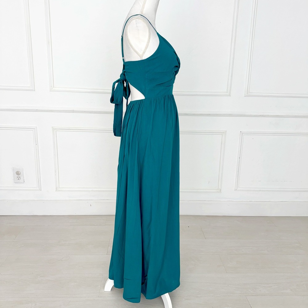 Cupshe Teal Green Aqua Twist Front Tie Back Cutout Maxi Dress Summer Beach Small - Picture 6 of 11